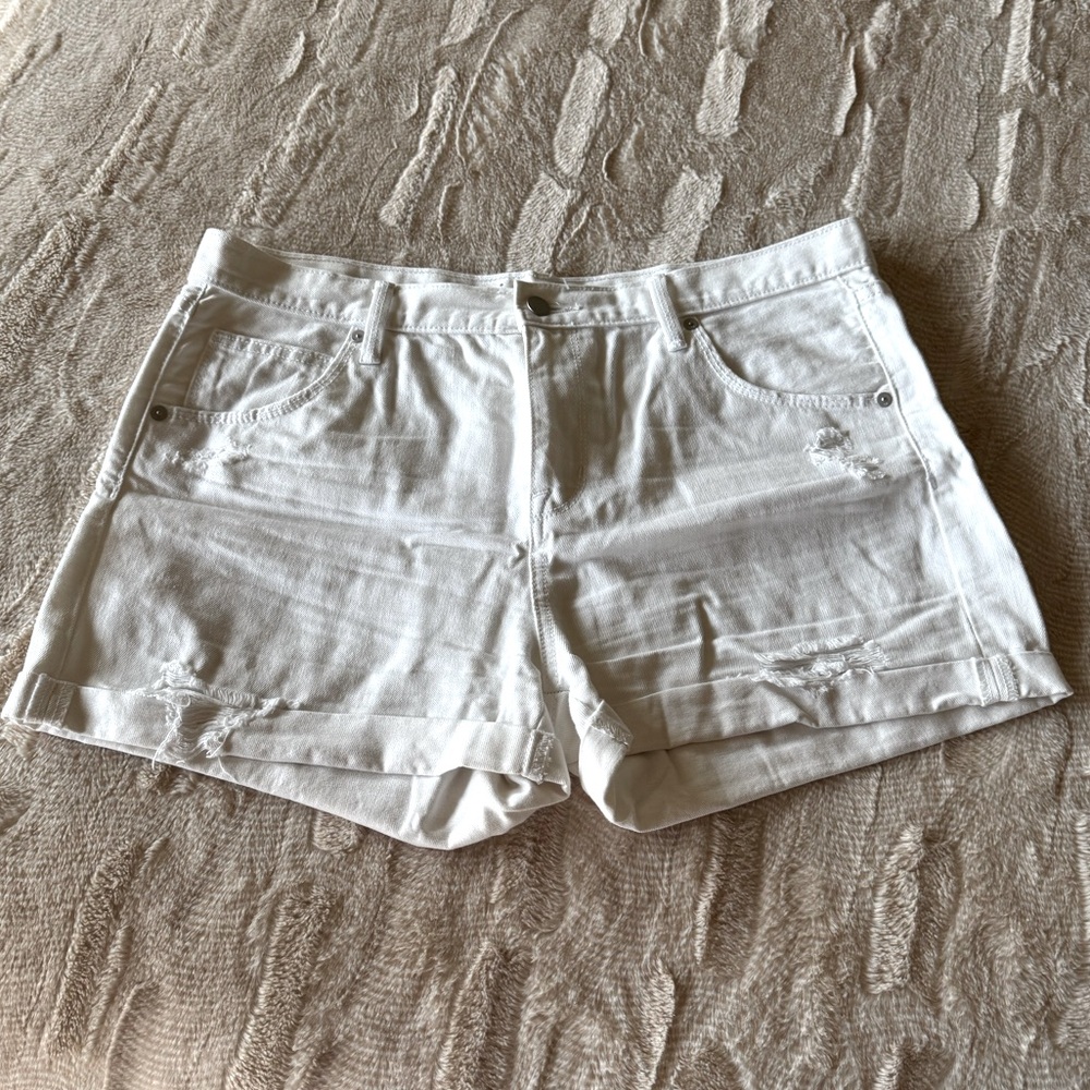 Mossimo Boyfriend Midi White Denim Shorts
